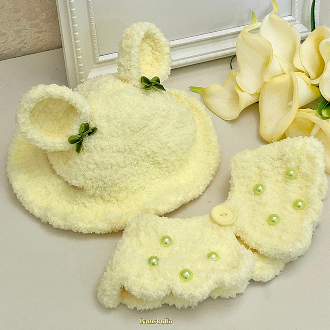 밤스스튜디오 폭신폭신 베어 리본 벙거지