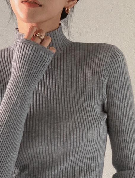 [MORREST][목짧아도ok/극강부드러움/보정핏][made] 촉촉소프트 슬림 골지 하프넥 니트 (가을/간절기/데일리/데일리룩/출근룩/데이트룩/골지니트/하프넥니트/겨울니트/겨울/가을니트)