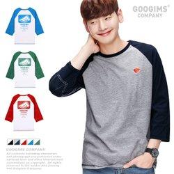 구김스 1150_ 플라이 나그랑 7부 배색 실선 럭비티셔츠