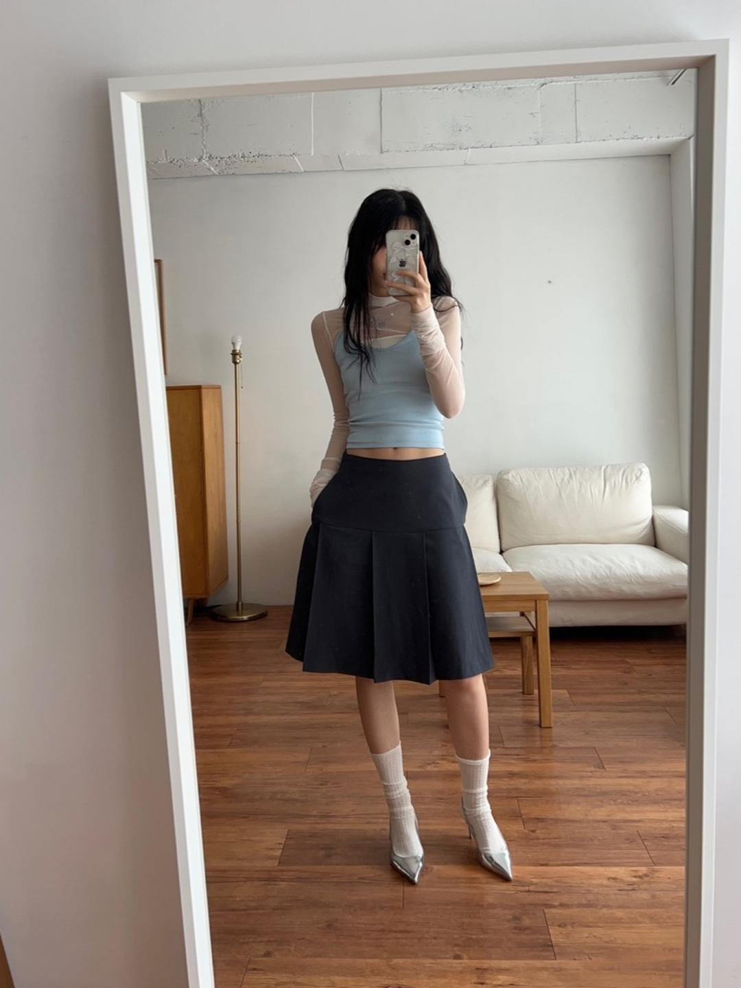 옵텐소 pie pleats midi skirt (2color)