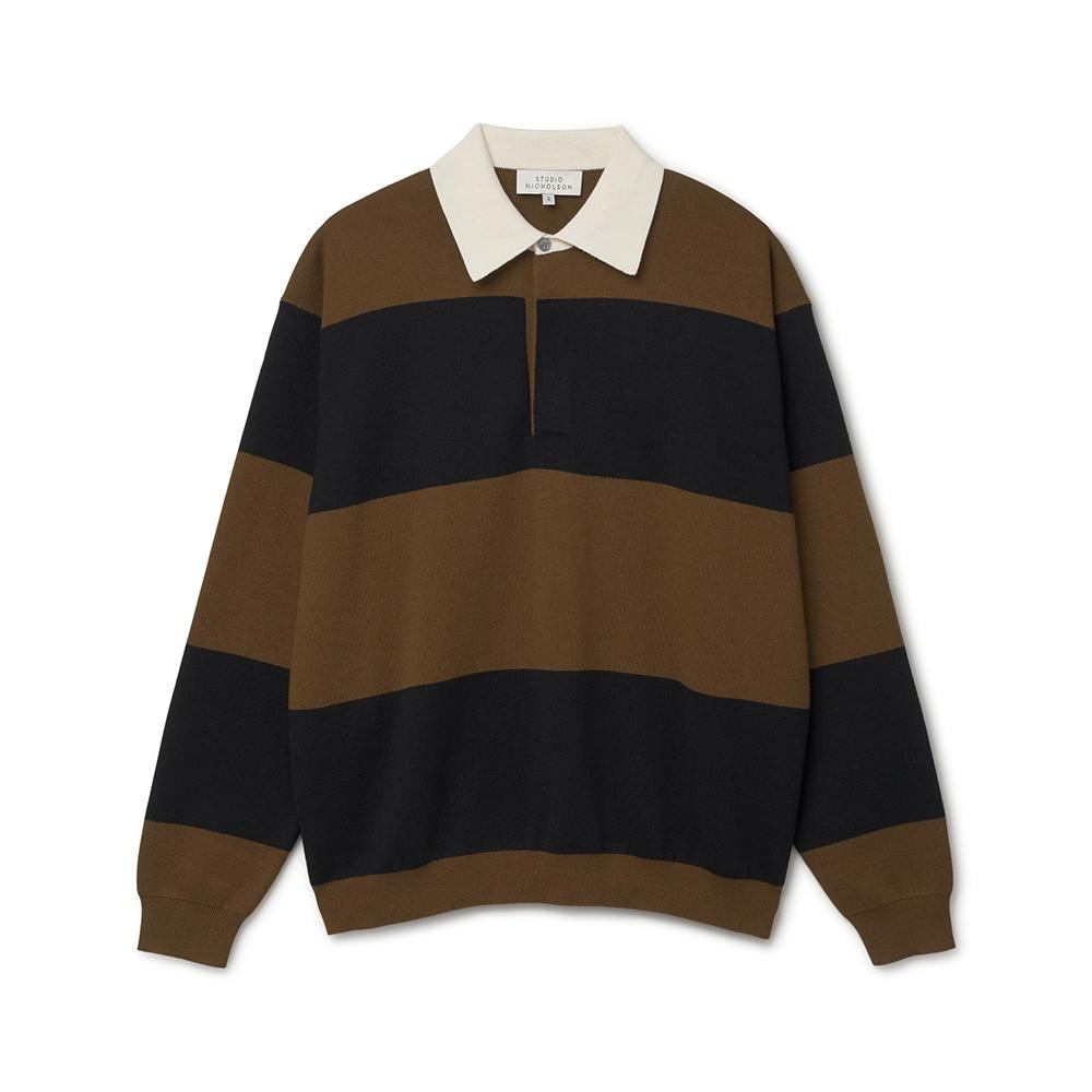 (M) 스튜디오 니콜슨 TARAK 스트라이프 폴로 니트 - 피트/블랙 (TARAK SNM 970)