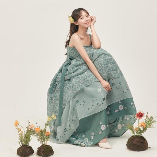 리슬 태조어진 여밈 한복드레스 세이지그린 웨딩 생활한복