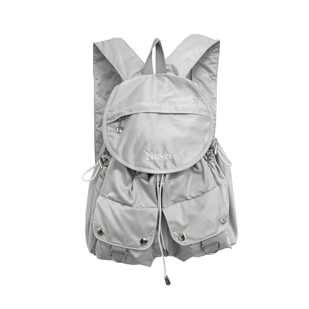 Gray round pocket bagpack