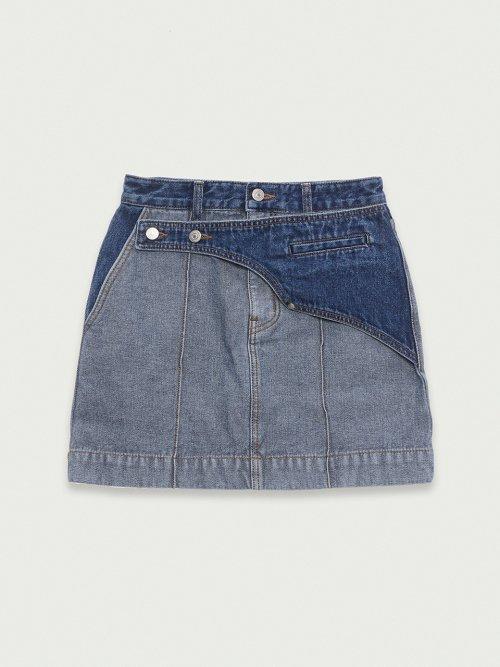 WESTERN DETAIL DENIM MINI SKIRT IN BLUE