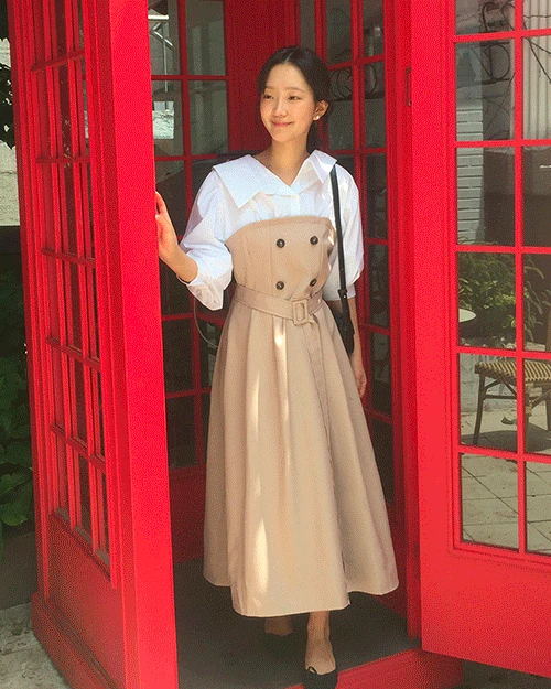 [가을하면 바바리🍂/하객룩] 트렌치 더블 셔츠 롱원피스 (2color}