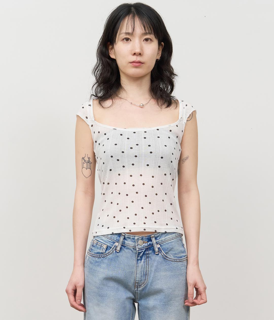 (W) Ball Dot Top (4color)