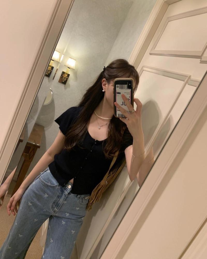 레드블랙당일/ pyt 프리티영띵 후르츠 반팔 니트 라운드넥 골지 반팔티(4col)