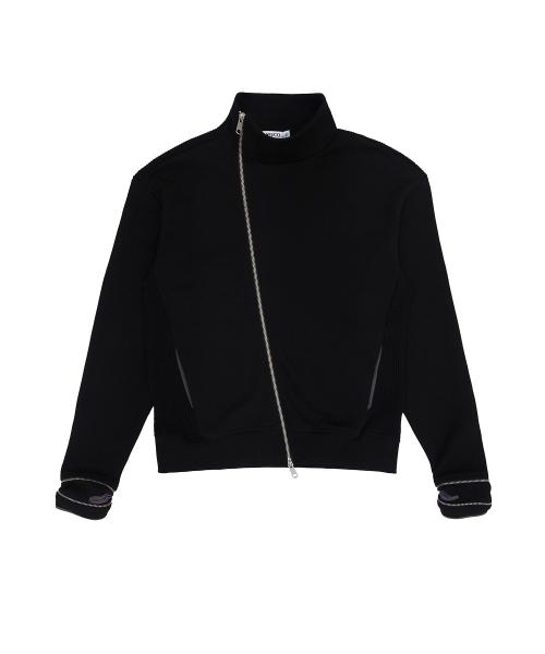 Side-Zip Neck Track Top Black