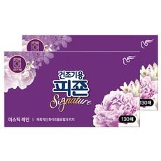 피죤 건조기용 드라이시트 섬유유연제 시그니처 미스틱레인, 130매, 2개