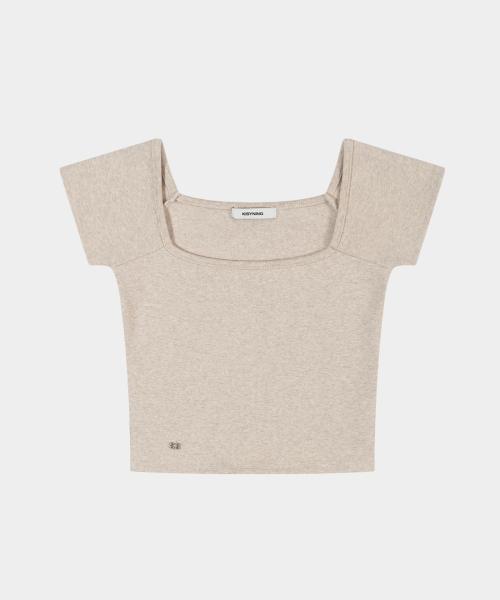Metal Symbol Square Round Neck (thick version) - Oatmeal