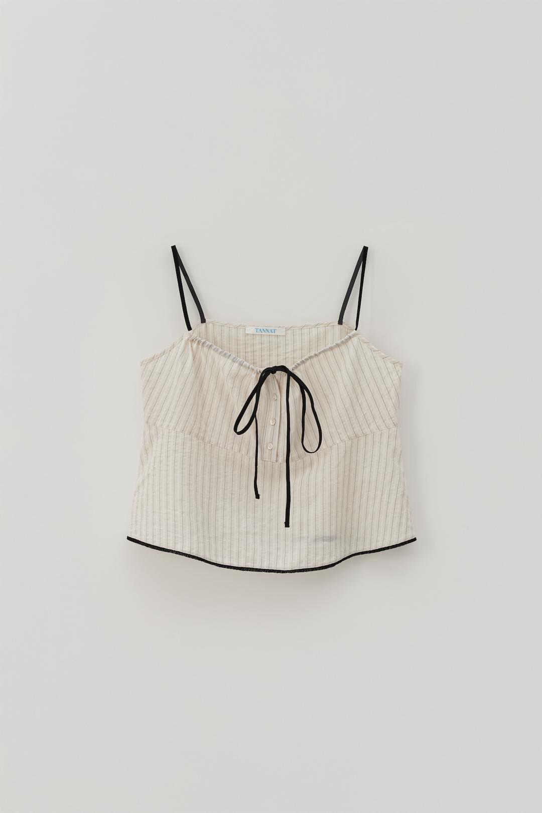 (4th re-stock) T/T Ribbon sheer sleeveless top (beige)
