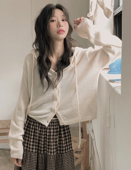 빈블 [여리여리/울함량] 모이즐 후드 니트 가디건