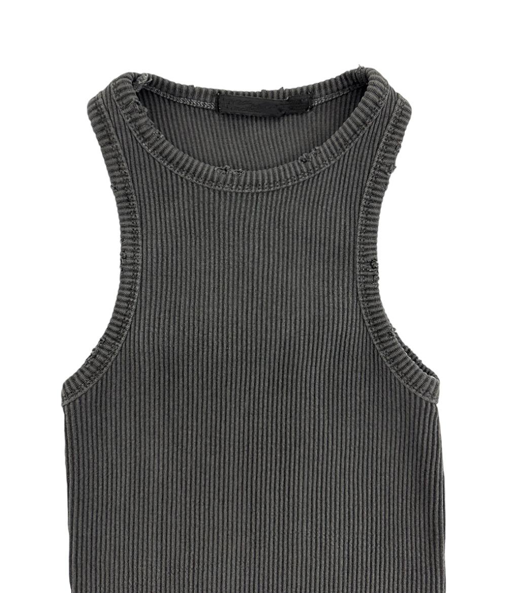 DAMAGED PIGMENT SLEEVELESS [CHARCOAL]