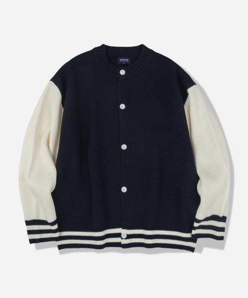 빅 어워드 스타디움 니트 바시티자켓 네이비