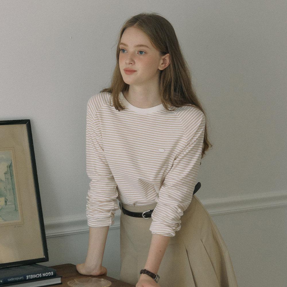 [아워호프]Stripe Raglan T-shirt - Beige[H24FW-TS01-B]