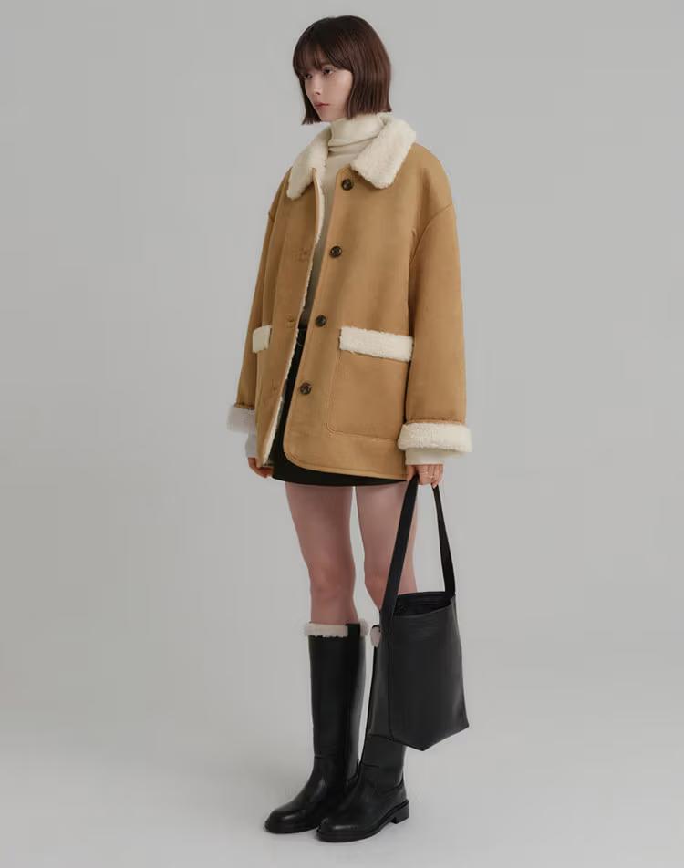 [NEW 컬러][1/7 예약배송] 콘스 스웨이드 무스탕 코트_베이지 / CONS SUEDE MUSTANG COAT_BEIGE