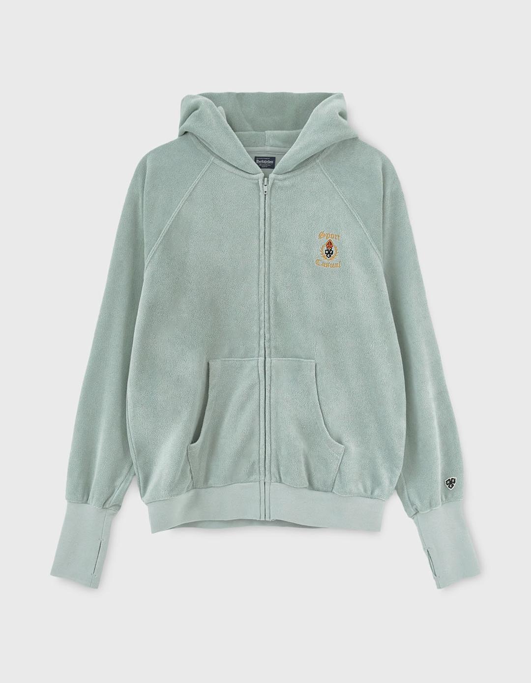 S&C CREST TOWEL ZIP-UP HOODIE / Jade
