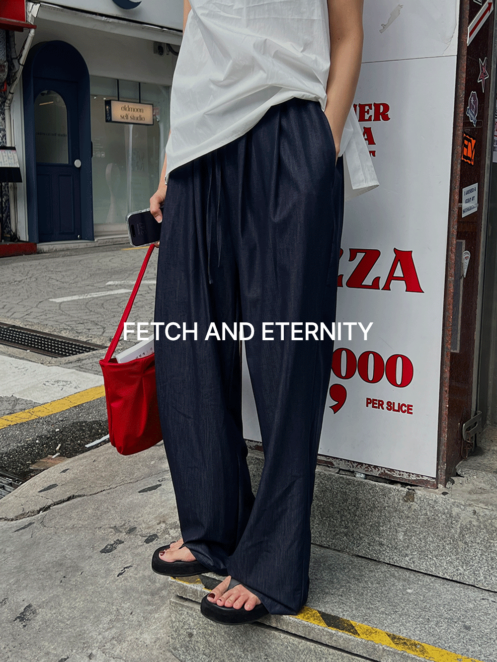 페미니크 [FE]Denim-like Banding Pants