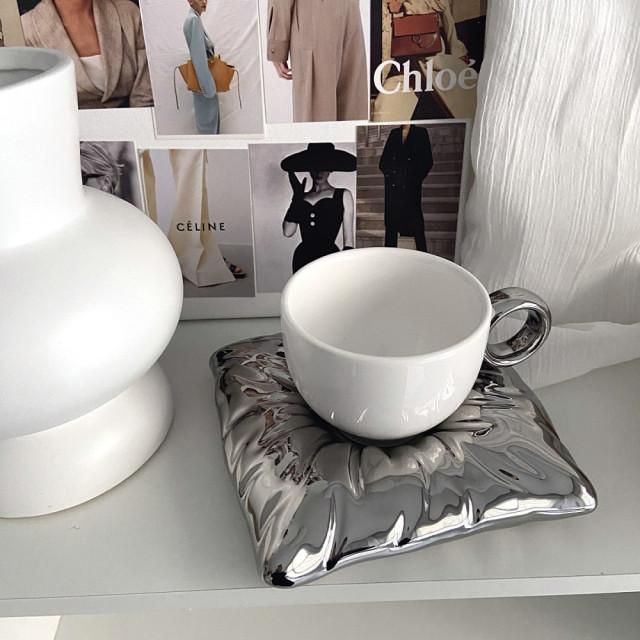 코지림 양탄자 머그 소서 세트 5컬러 밀크글라스 집들이선물 특이한머그컵