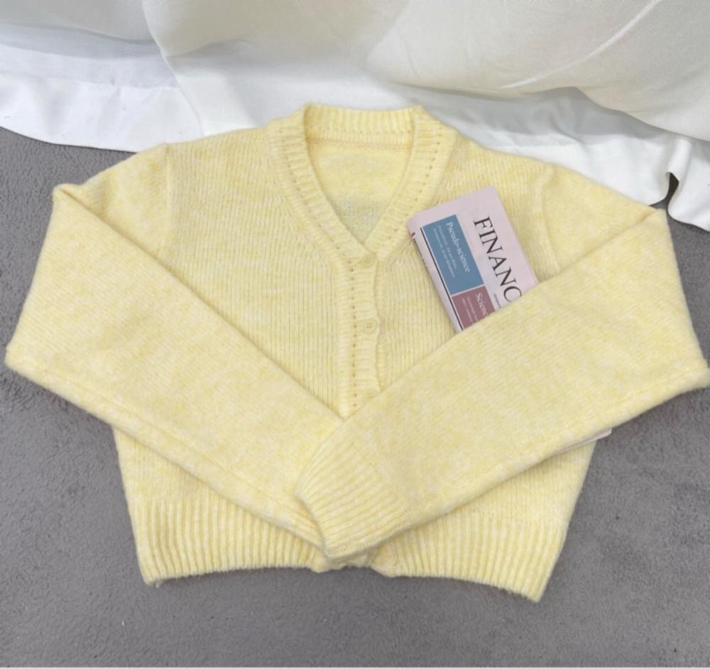 여자 봄 간절기 보카시 믹스 크롭 빈티지 파스텔톤 니트 부들이 알파카 가디건 오트밀 민트