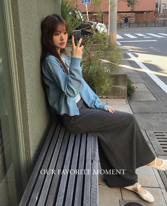 메리어라운드 [두쫀쿠룩][ofm] 데바 베이직 버튼 라운드 가디건 (cd)