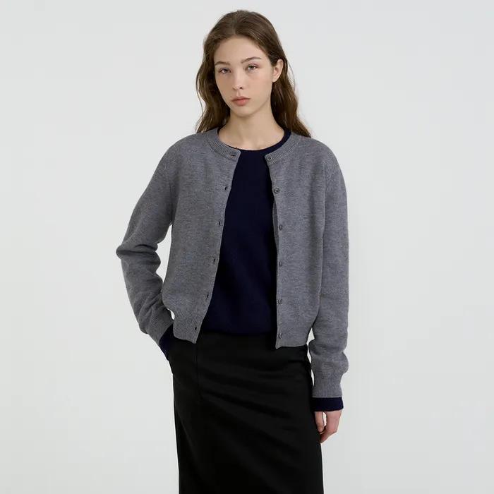 Soft Wool Cardigan (Melange Grey)