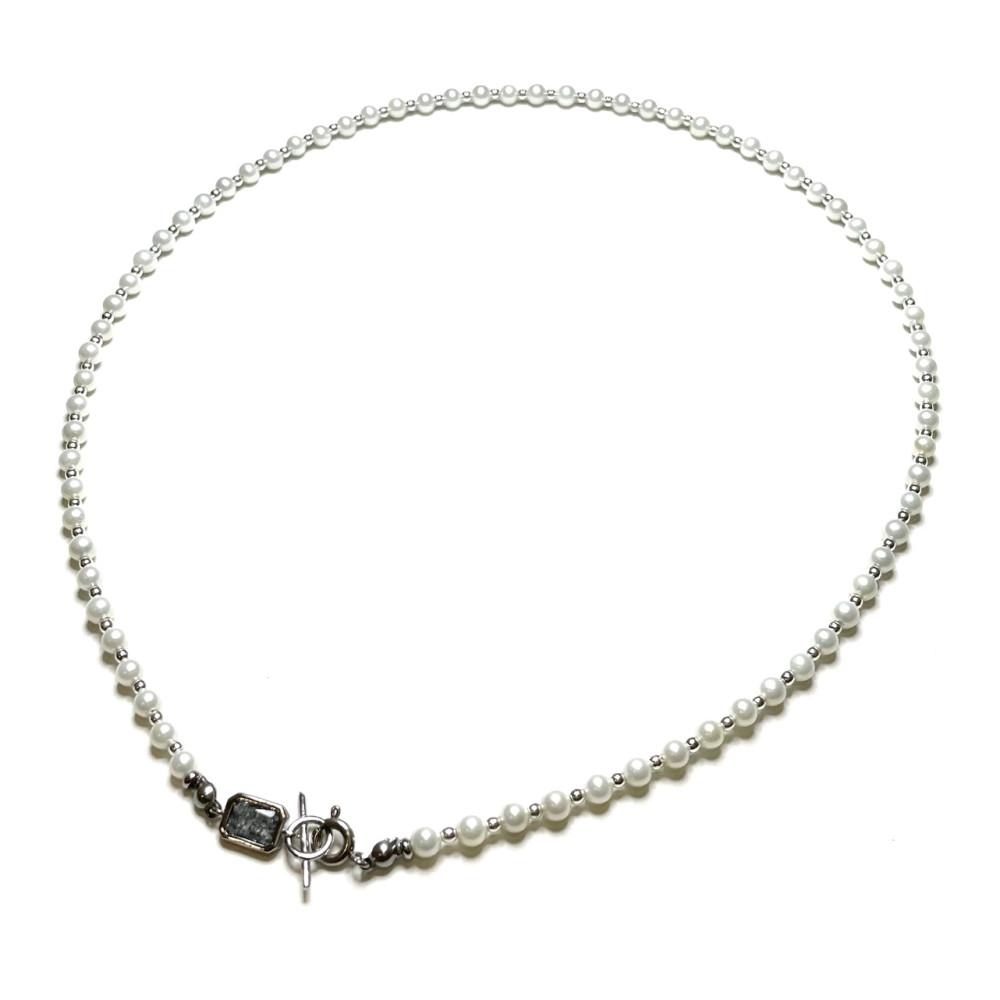 핵진주 사각바 목걸이