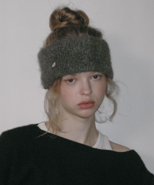 [RABBIT FUR] 코인 헤어밴드 반다나_CHARCOAL