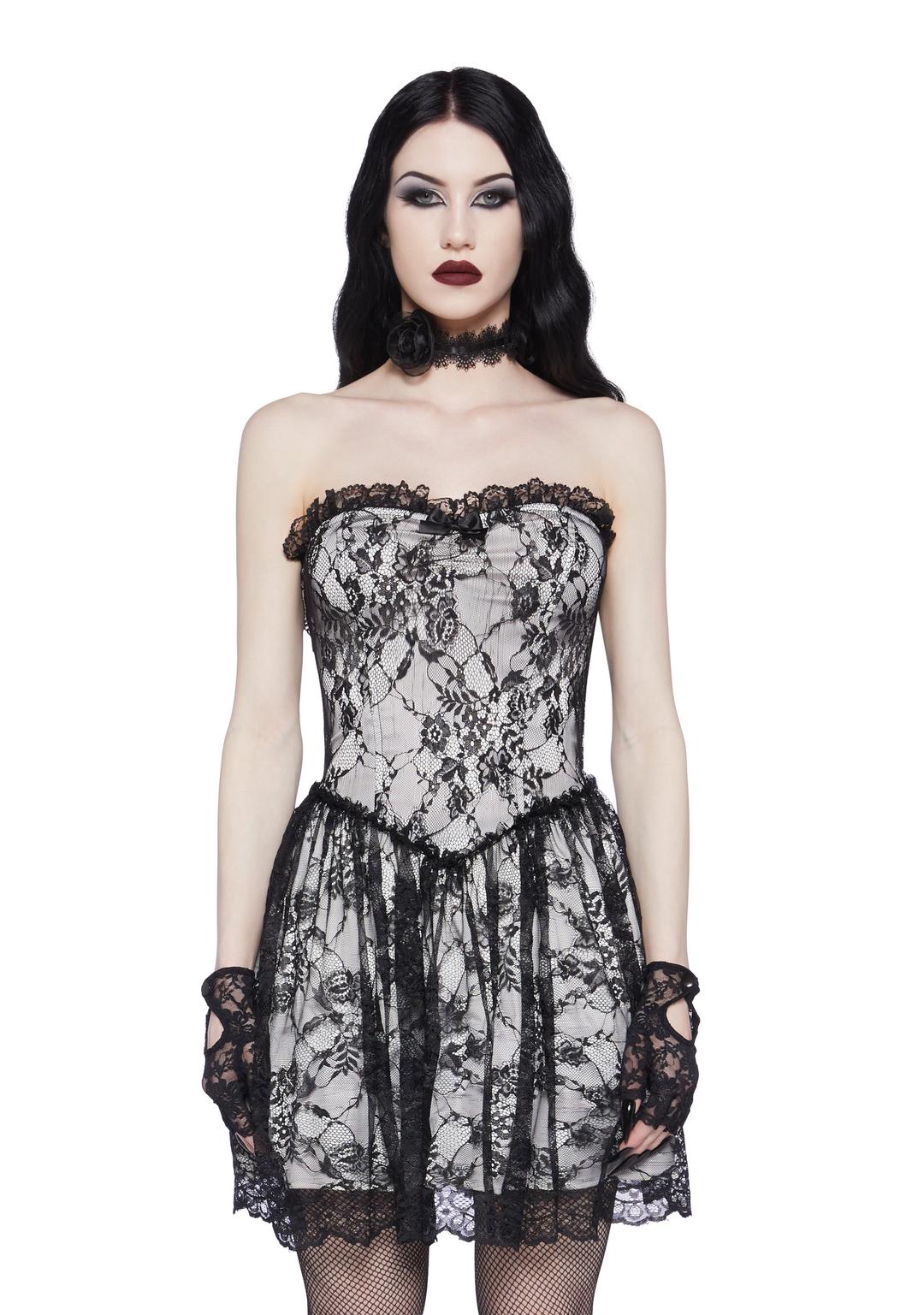 Take Caution Lace Mini Dress - OFF WHITE / XX-Small