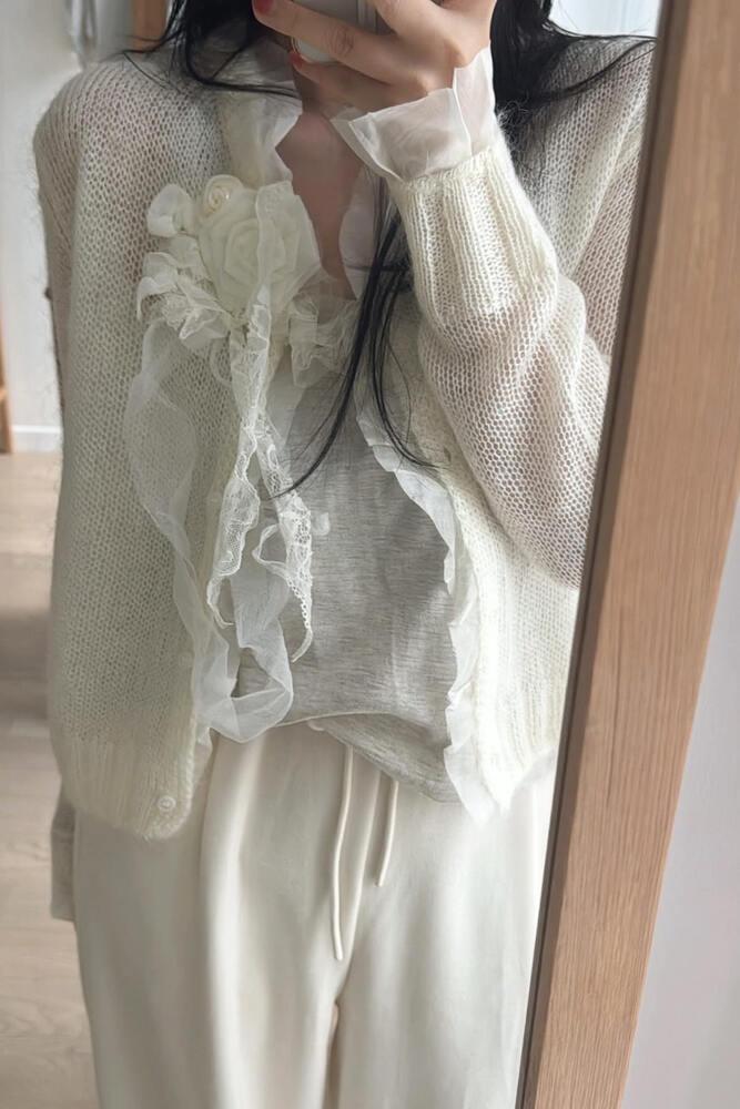 [ITV] Corsage mohair cardigan