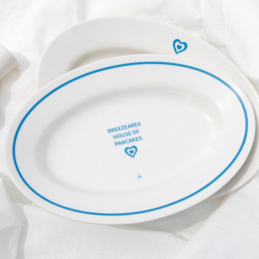 TBA 세라믹 그릇 오발접시 심플라인 블루 003