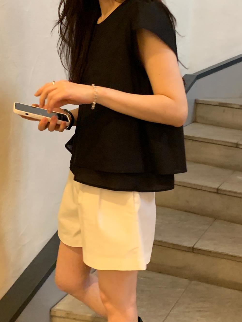 [리어스 제작] 리브르 레이어 블라우스 (black)