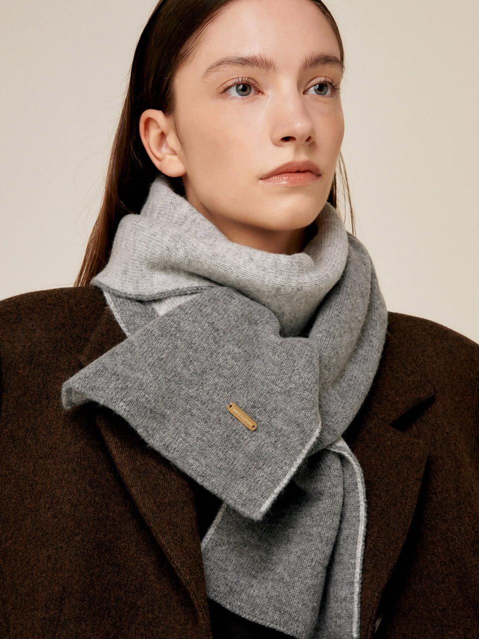 양면 배색 머플러 그레이