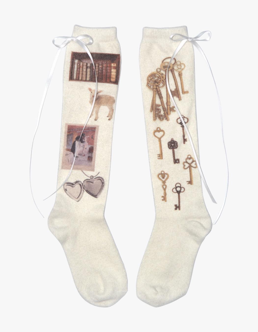 Like Fairy Tale Ribbon Socks - Ivory