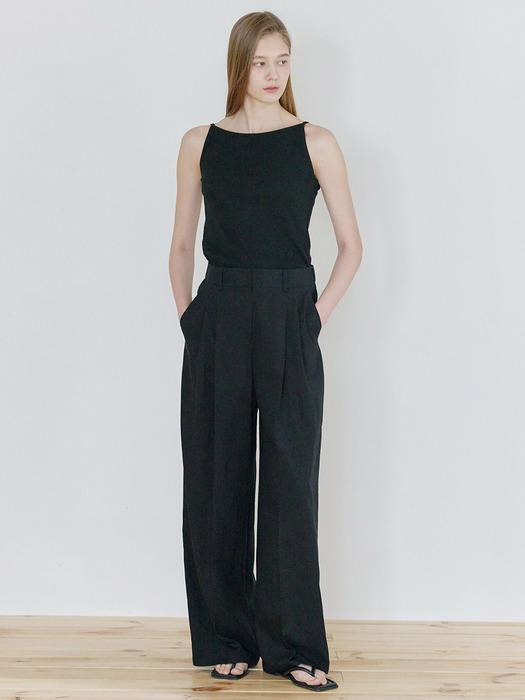 Summer casual wide banding pants [BK]