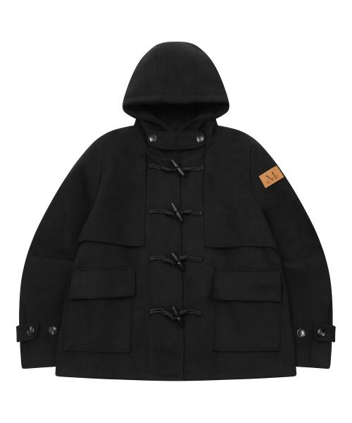 [핀뱃지 증정] 몰렌 플랩 후드 더플 숏 코트 남녀공용 (2컬러)