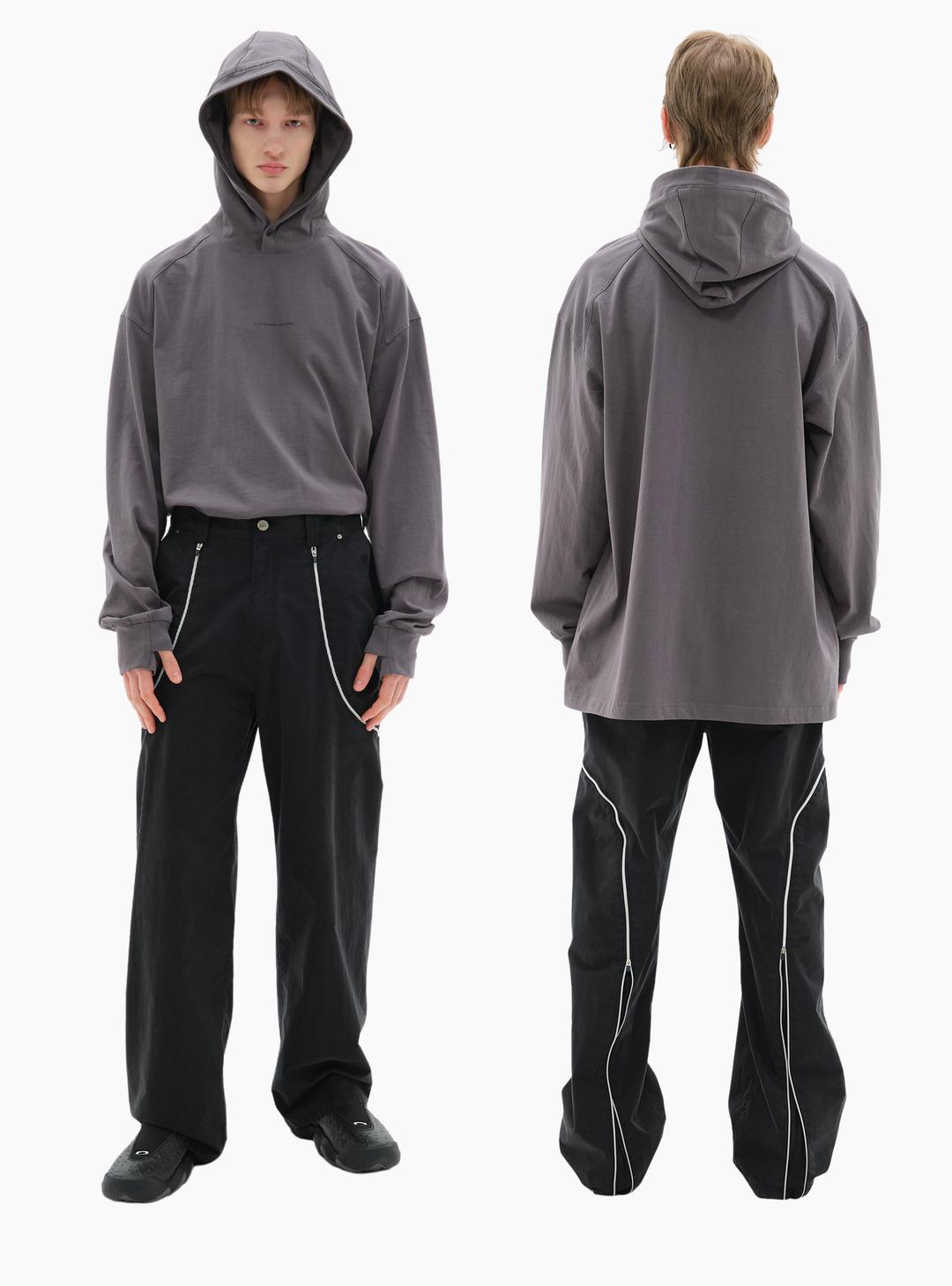 ZIPPER WIDE PANTS ON THE STREET BLACK