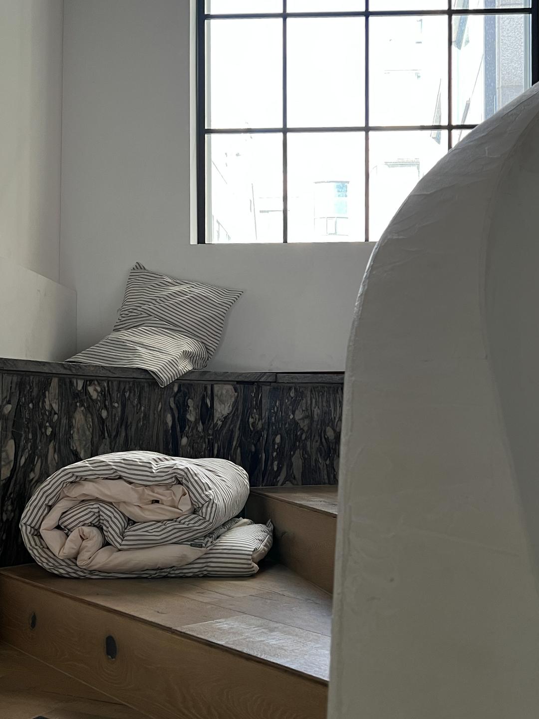 유로 스트라이프 베딩 이불커버 - 차콜