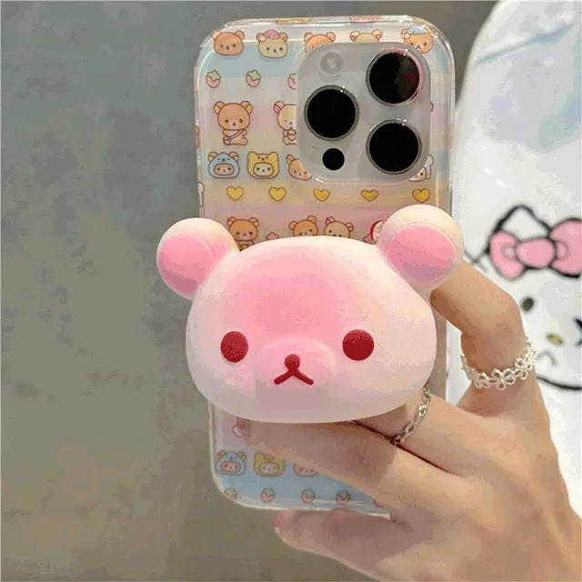 리락쿠마 곰 패턴 입체 얼굴 스마트톡 귀여운 아이폰 15 프로 맥스 케이스