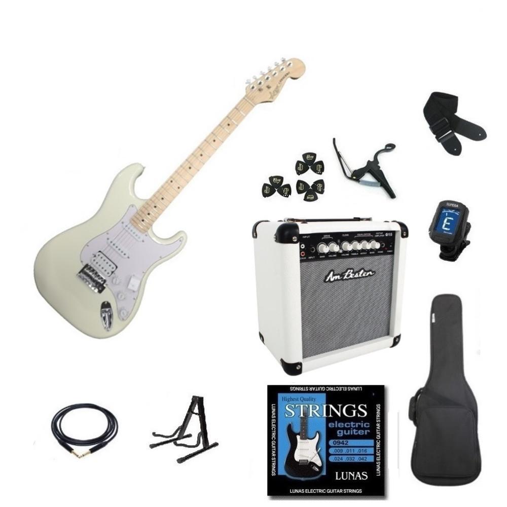 초보자 입문용 입문 일렉기타 화이트 일렉 기타 앰프 풀 패키지 학생 성인 밴드 연습용