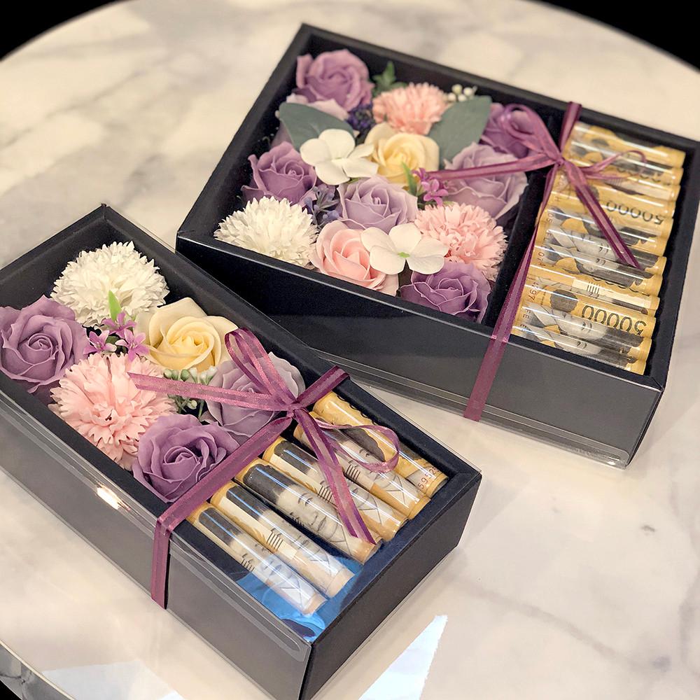 비누꽃 플라워 장미 카네이션 용돈박스 첫월급부모님선물 어버이날돈상자 현금박스 시어머니환갑