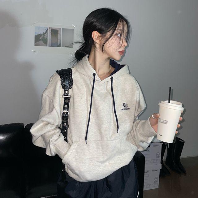 스티치 콤비 후디: 2color