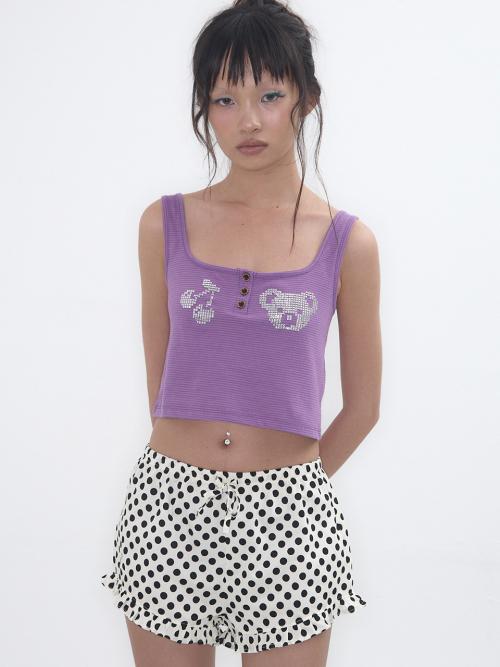 Cherry & Bear Tank Top Purple