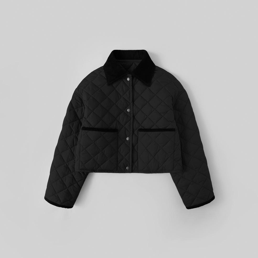컬러레이션 퀼팅 자켓_Black