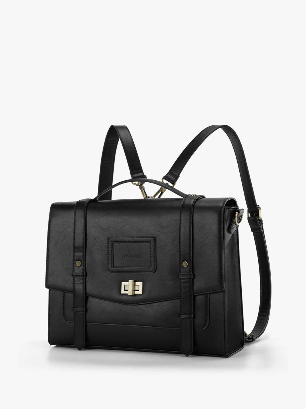 Women's PU Stylish Cambridge Backpack - Black
