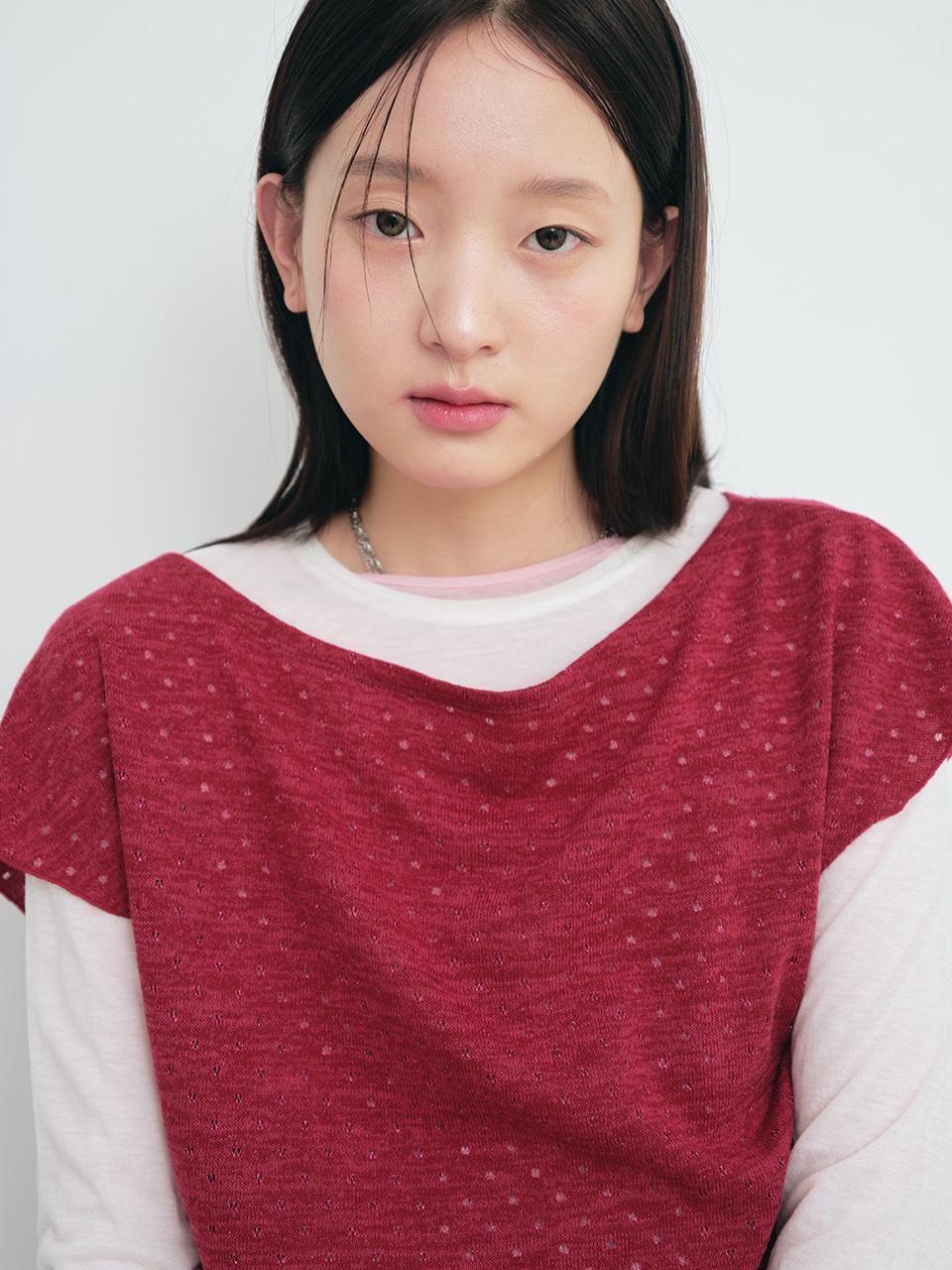 [MUWM] Blank Dot Knit Top (Fuchsia)