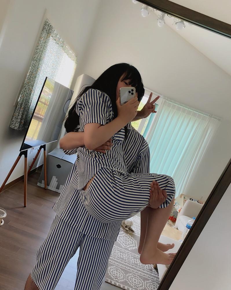 부부상점 하코네 스트라이프 파자마 신혼부부 여름 커플 파자마 커플 잠옷 홈웨어
