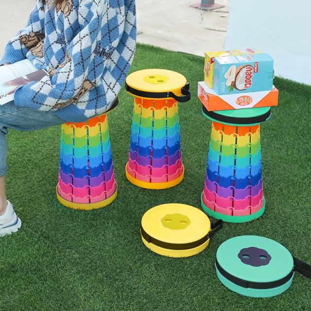 최대 45cm확장 접이식 휴대용 높이조절 아코디언 폴딩의자