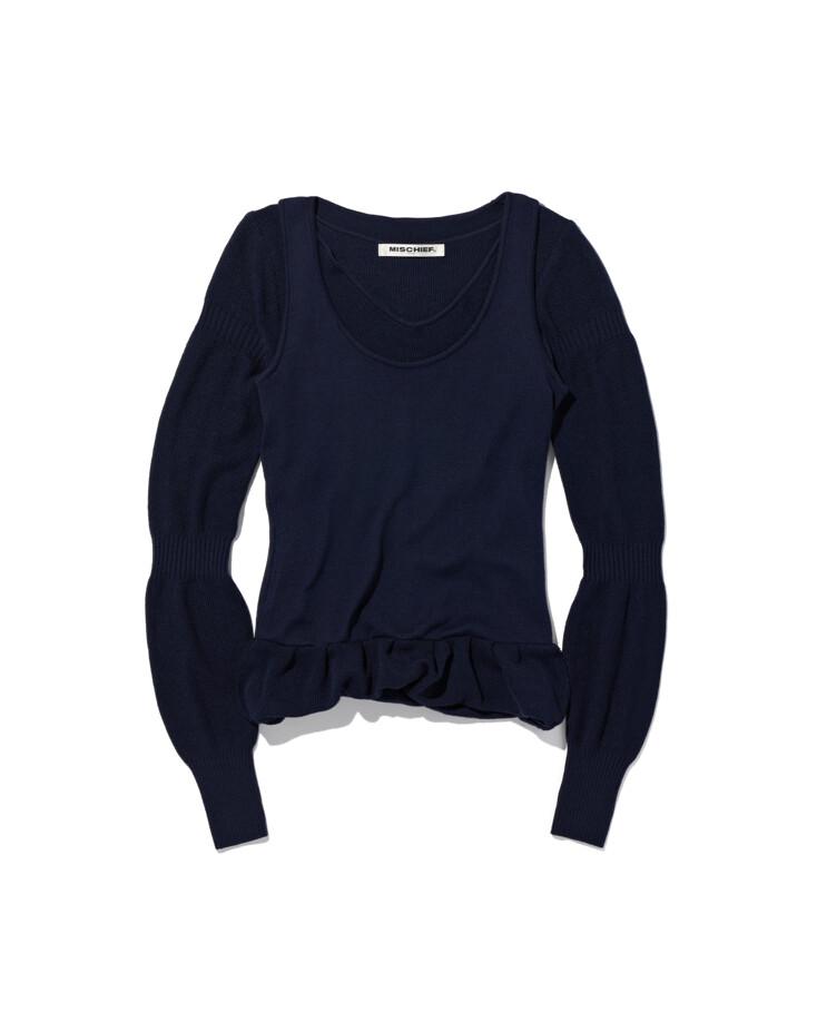 RIPPLE LAYERED KNIT TOP - DEEP NAVY