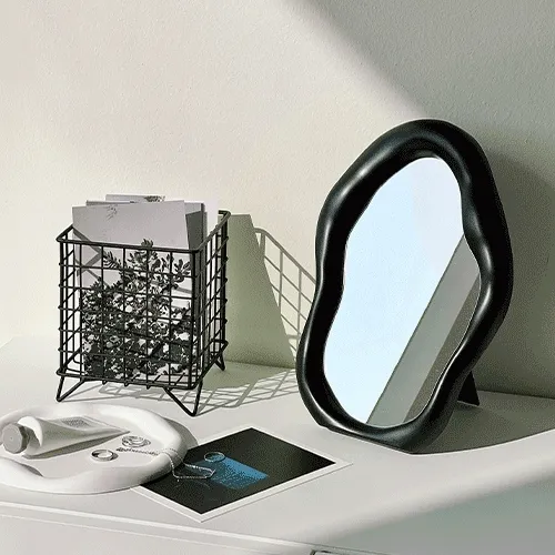 (NEW컬러!) 비정형 볼륨 프레임 탁상거울 미니 화장대 거울 불규칙 미드센추리 감성 침실 인테리어 집들이 선물 예쁜 모던 웨이브 벽걸이